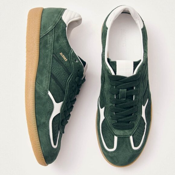 NEW ALOHAS Tb.490 Men's Leather Suede Sneakers Rife Forest Green Size 8 - Picture 3 of 6